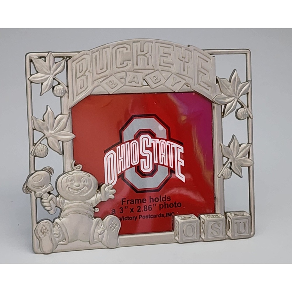 Victory Postcards Ohio State Buckeyes Picture Frame Baby Silver EXC OSU 3 in